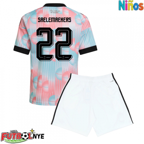 Camiseta Bélgica Alexis Saelemaekers #22 Visitante Equipación para niños Mundial 2026 manga corta (+ pantalones cortos)